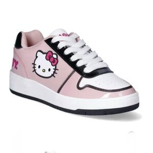 Hello Kitty Women’s Pink, White, And Black Casual Court Sneakers Size 9 NEW